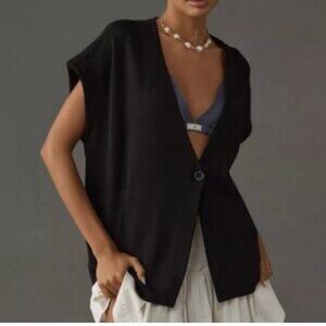 Maeve Oversized  Black Muscle Sweater Vest  Shirt Size XL